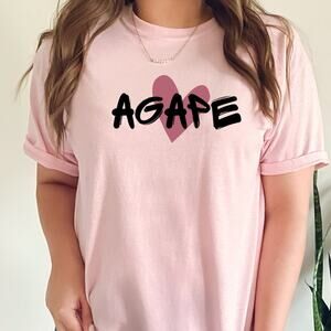 Valentine Day Shirt Agape Love Christian Faith T-shirt Graphic Print Whimsical